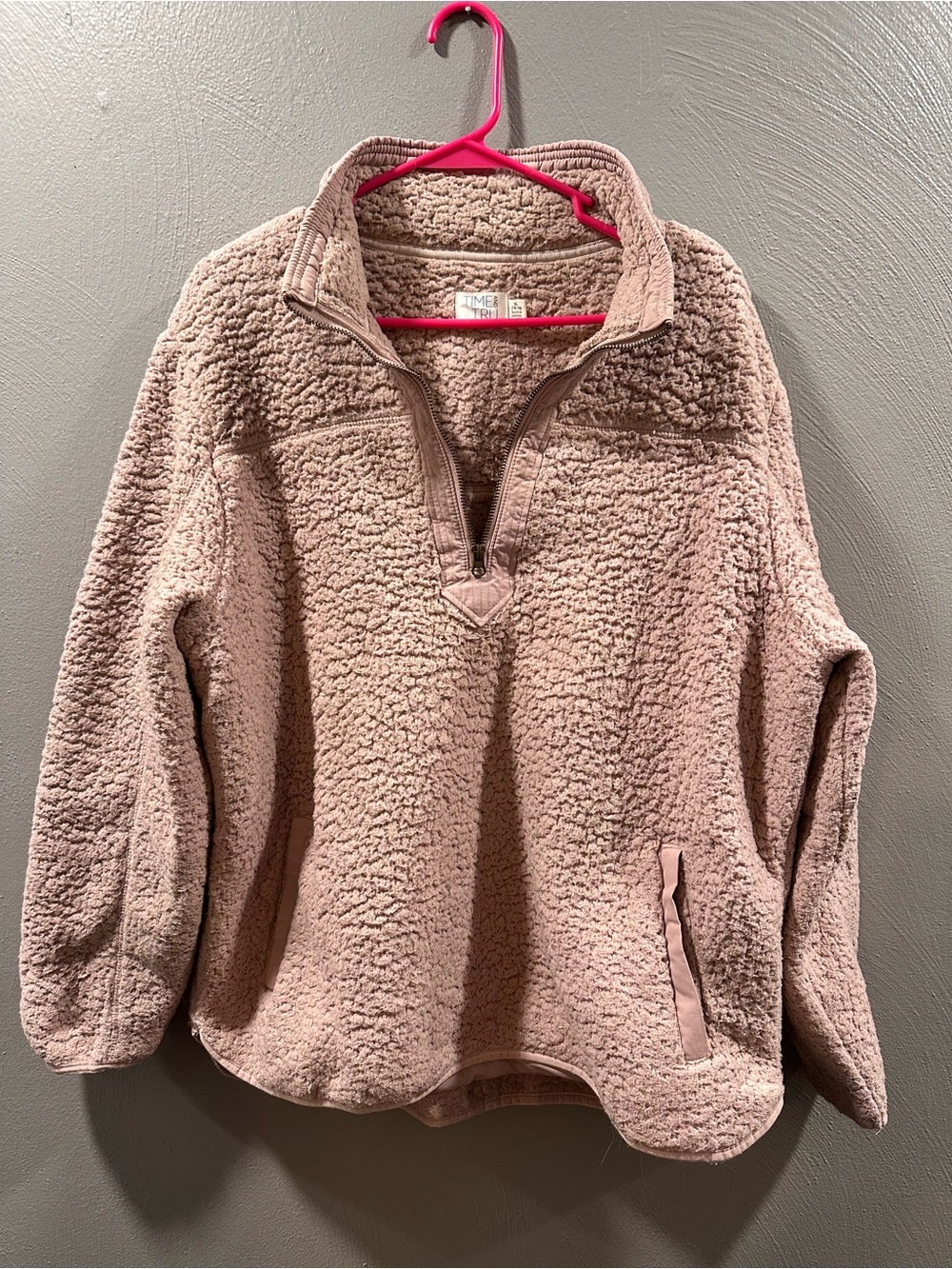 Time and Tru Mauve Sherpa Quarter-Zip Jacket